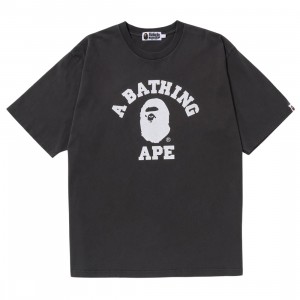 A Bathing Ape Men Pigment Dyed College Relaxed Fit Tee (black)