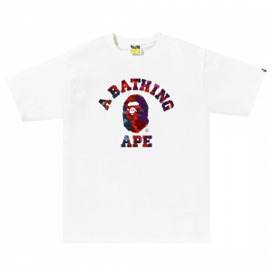 A Bathing Ape Men Coloe Camo Crazy College Tee (white)
