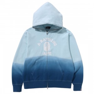 A Bathing Ape Men College Gradation Relaxed Fit Full Zip Hoodie (blue)