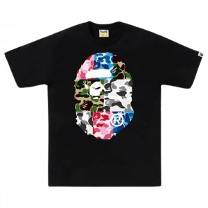 A Bathing Ape Men ABC Camo Crazy Big Ape Head Tee (black)