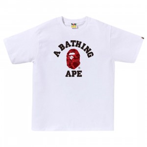 A Bathing Ape Men Color Camo College Tee (white / red)