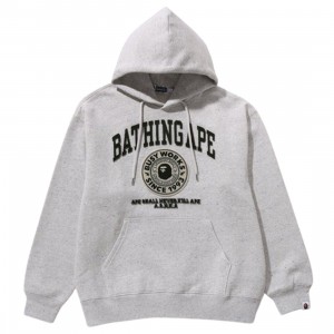 A Bathing Ape Men College Graphic Pullover Hoodie (gray)