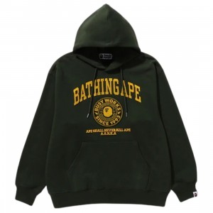 A Bathing Ape Men College Graphic Pullover Hoodie (green)