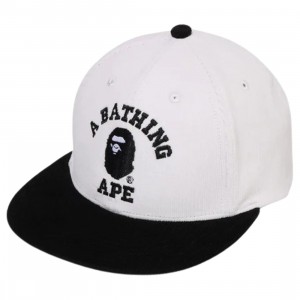 A Bathing Ape Corduroy College Snap Back Cap (white)