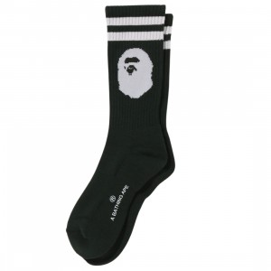 lebron james rookie nike deal shoes black Men Ape Head Line Socks (olive / olive drab)
