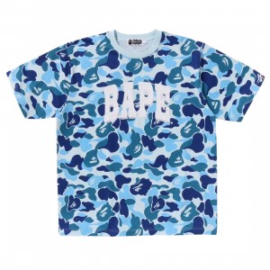 A Bathing Ape Men ABC Camo Relaxed Fit Bape Logo Tee (blue)
