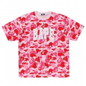 A Bathing Ape Men ABC Camo Relaxed Fit Bape Logo Tee (pink)