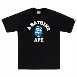 A Bathing Ape Men ABC Camo College Tee (black / blue)
