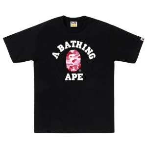 A Bathing Ape Men ABC Camo College Tee (black / pink)