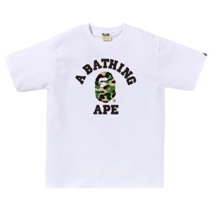 A Bathing Ape Men ABC Camo College Tee (white / green)