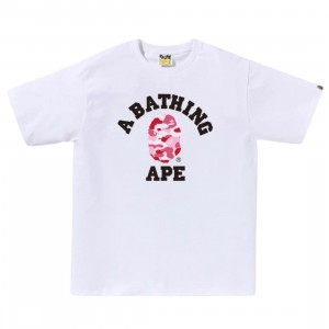 A Bathing Ape Men ABC Camo College Tee (white / pink)