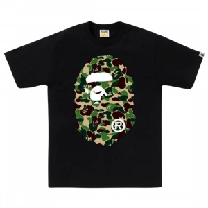A Bathing Ape Men ABC Camo Big Ape Head Tee (black / green)