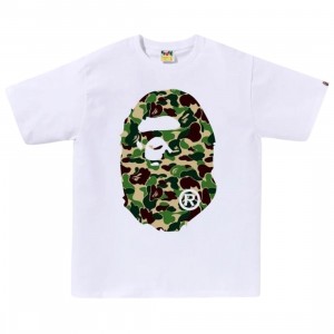 A Bathing Ape Men ABC Camo Big Ape Head Tee (white / green)