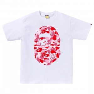 A Bathing Ape Men ABC Camo Big Ape Head Tee (white / pink)