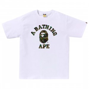 A Bathing Ape Men 1st Camo College Tee (white / green)