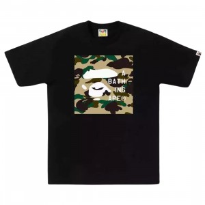 A Bathing Ape Men 1st Camo Bape Face Tag Logo Tee (black)