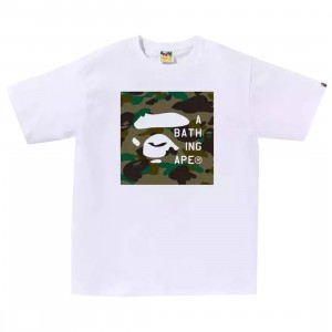 A Bathing Ape Men 1st Camo Bape Face Tag Logo Tee (white)
