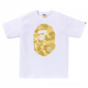 Cheap Urlfreeze Jordan Outlet x Allen Iverson Men Color Camo Big Ape Head Tee (white / yellow)