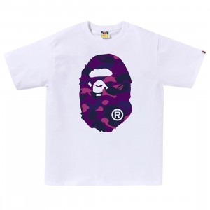 Cheap Urlfreeze Jordan Outlet x Attack On Titan Men Color Camo Big Ape Head Tee (white / purple)