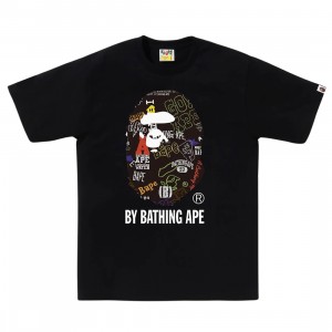 A Bathing Ape Men Hand Draw Pattern By Bathing Ape Tee (black)