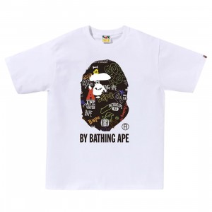 A Bathing Ape Men Hand Draw Pattern By Bathing Ape Tee (white)