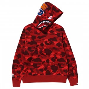A Bathing Ape Men Color Camo Shark Pullover Hoodie (red)