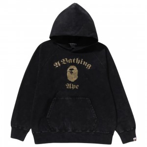 A Bathing Ape Men Overdye Pullover Relaxed Fit Hoodie (black)