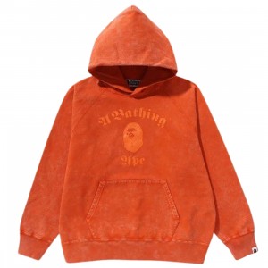 A Bathing Ape Men Overdye Pullover Relaxed Fit Hoodie (orange)