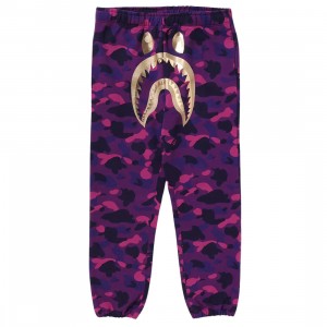 A Bathing Ape Men Color Camo Shark Sweat Pants (purple)