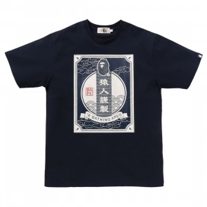 A Bathing Ape Men Japanese Label Design Tee (navy)