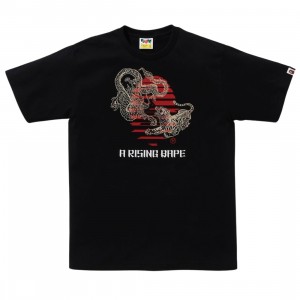 A Bathing Ape Men Tiger And Dragon Ape Head Tee (black)
