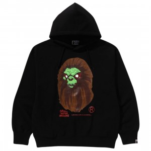 A Bathing Ape Men Bape Horror Mad Face Relaxed Fit Pullover Hoodie (black)