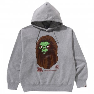 A Bathing Ape Men Bape Horror Mad Face Relaxed Fit Pullover Hoodie (gray)