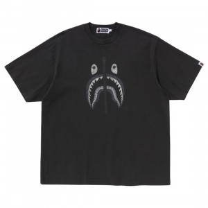 A Bathing Ape Men Garment Dye Shark Relaxed Fit Tee (black)