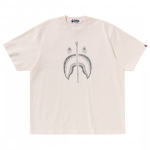 A Bathing Ape Men Garment Dye Shark Relaxed Fit Tee (ivory)