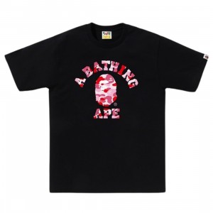 A Bathing Ape Men ABC Camo College Tee (black / pink)
