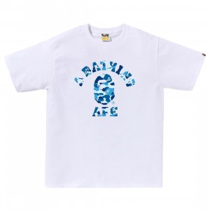 A Bathing Ape Men ABC Camo College Tee (white / blue)