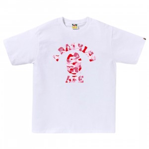 A Bathing Ape Men ABC Camo College Tee (white / pink)
