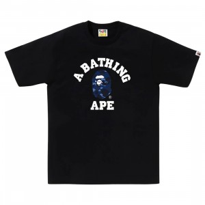 A Bathing Ape Men Color Camo College Tee (black / navy)