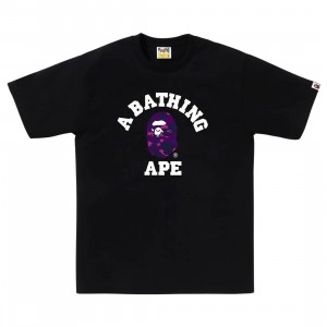 A Bathing Ape Men Color Camo College Tee (black / purple)