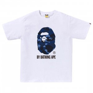 A Bathing Ape Men Color Camo By Bathing Ape Tee (white / navy)