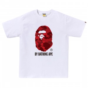 A Bathing Ape Men Color Camo By Bathing Ape Tee (white / red)