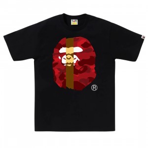 A Bathing Ape Men Color Camo Transform Big Ape Head Tee (black / red)