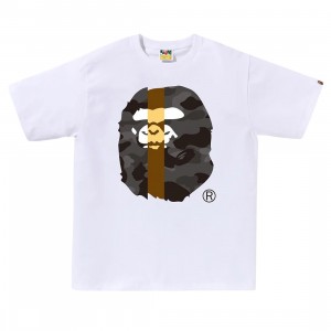 A Bathing Ape Men Color Camo Transform Big Ape Head Tee (white / black)