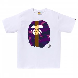 A Bathing Ape Men Color Camo Transform Big Ape Head Tee (white / purple)