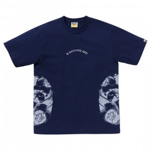 A Bathing Ape Men Japanese Tattoo Side Big Ape Head Tee (navy)