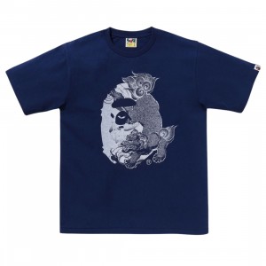 A Bathing Ape Men Japanese Tattoo Big Ape Head Tee (navy)