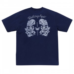 A Bathing Ape Men Japanese Tattoo Logo Tee (navy)