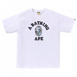 A Bathing Ape Men Floral Camo College Tee (white)