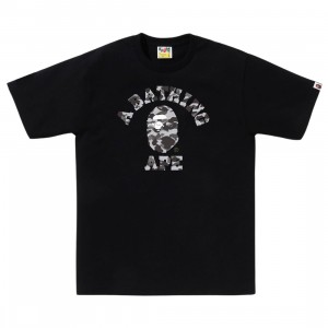 A Bathing Ape Men Heather Gray Camo College Tee (black)